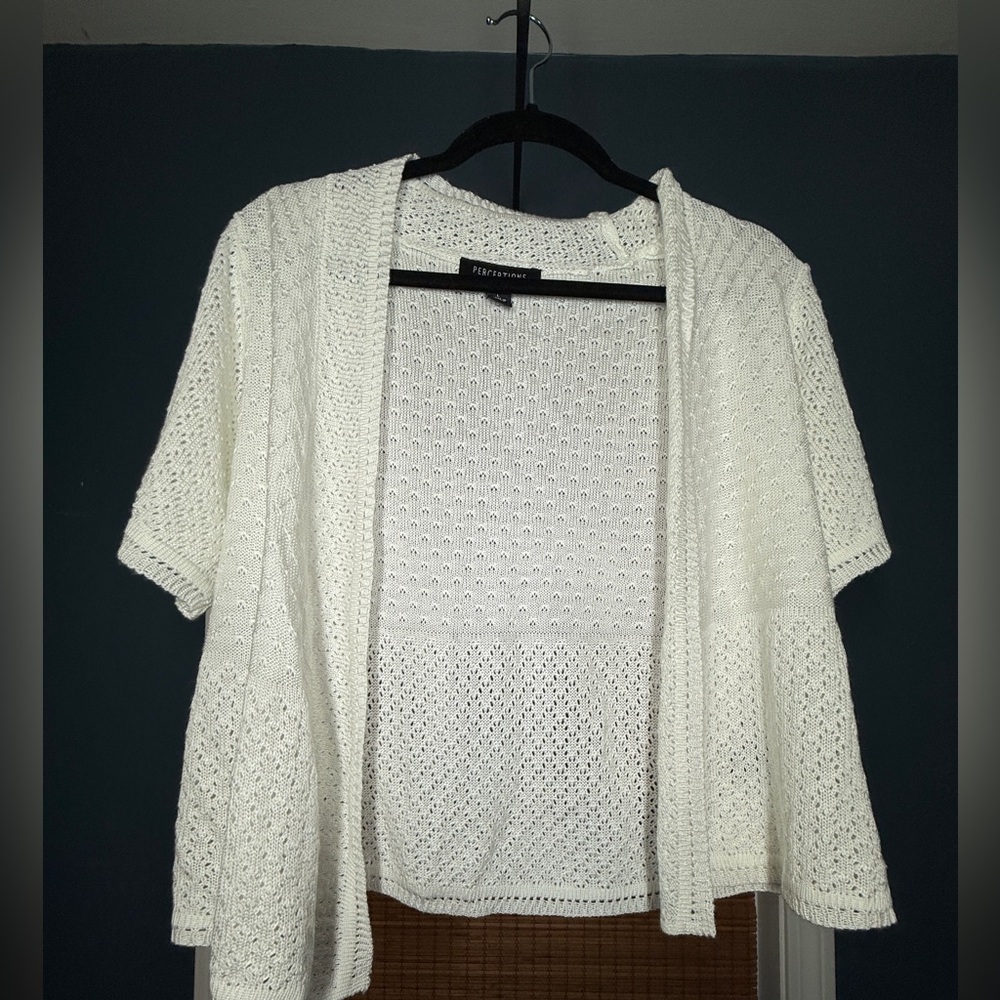 Perceptions White Open-Front Cardigan - image 1